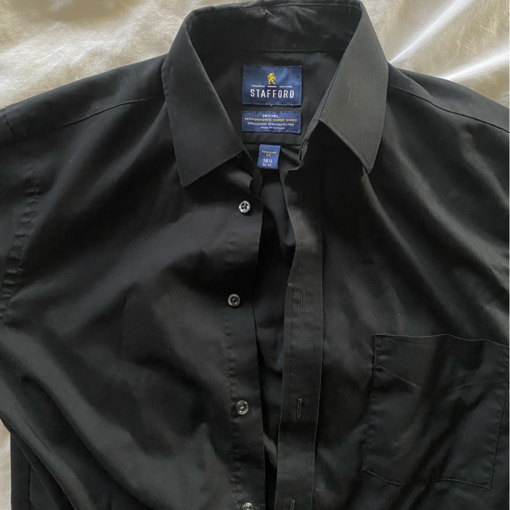 Men’s Black Stanford Performance Super Shirt, Collared Button Down Dress Shirt